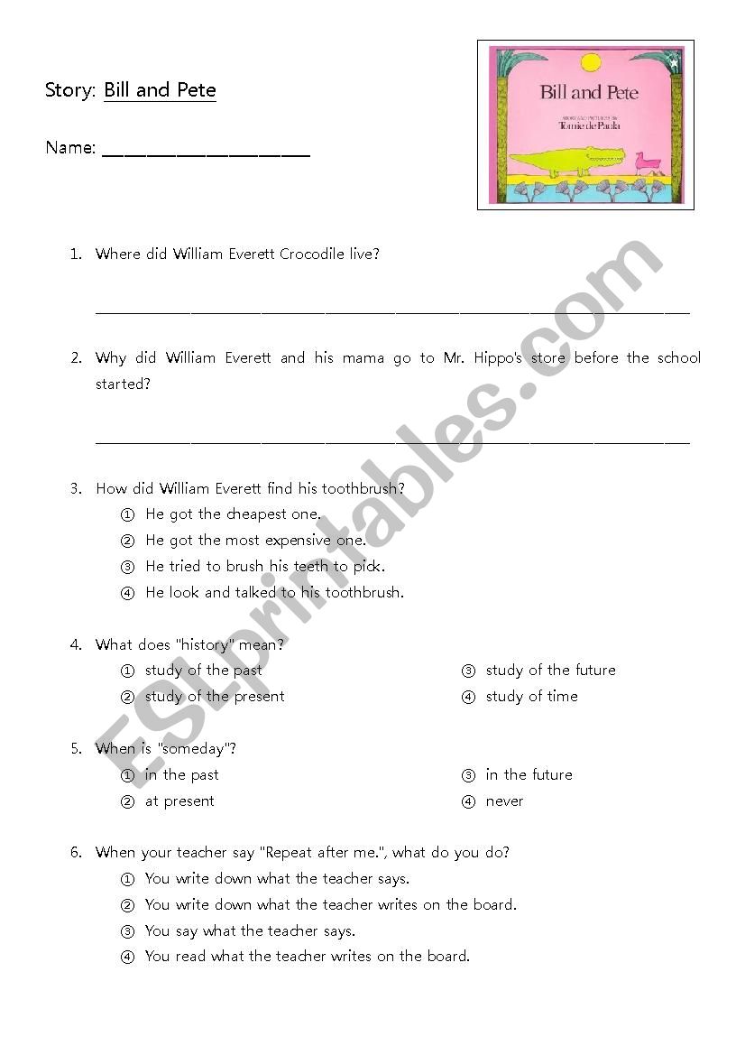 Bill and Pete worksheet