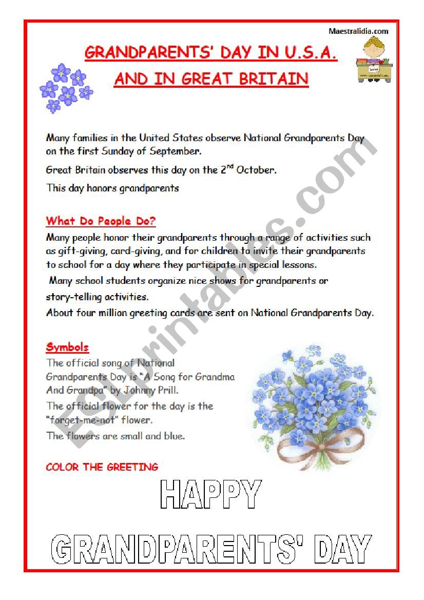 GRANDPARENTSÂ´ DAY NEXT OCTOBER 2nd