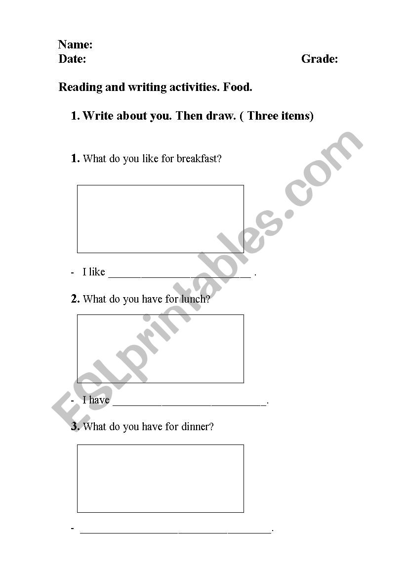What do you like for...? worksheet