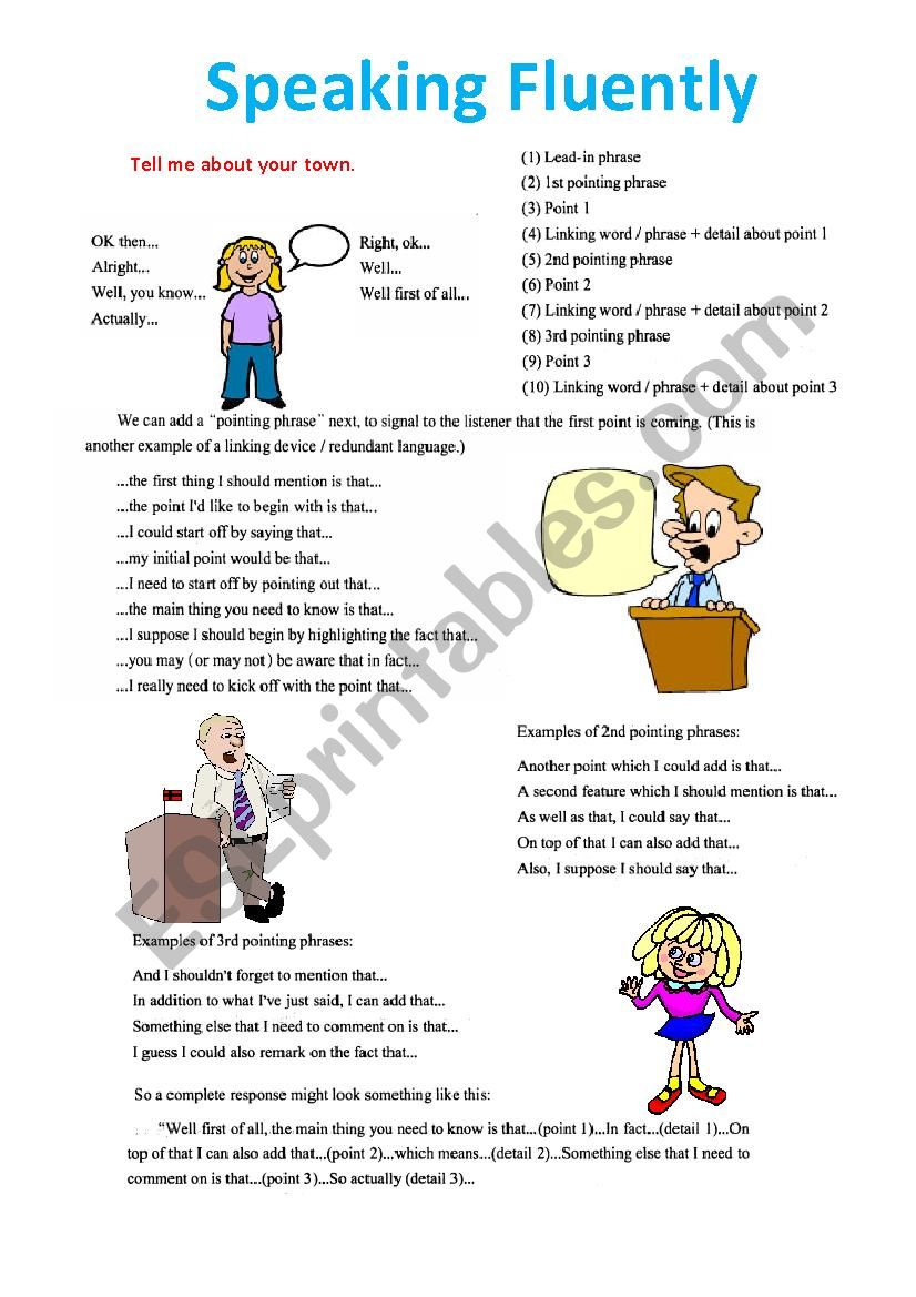 Speaking Fluently (2 pages)  worksheet