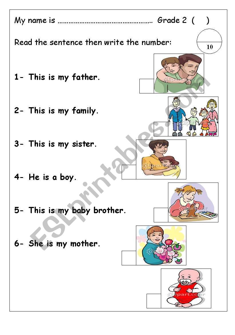 reading test about family members