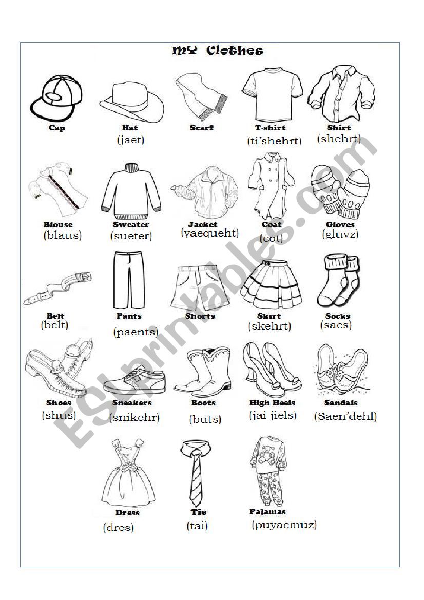 clothes - ESL worksheet by amarulax