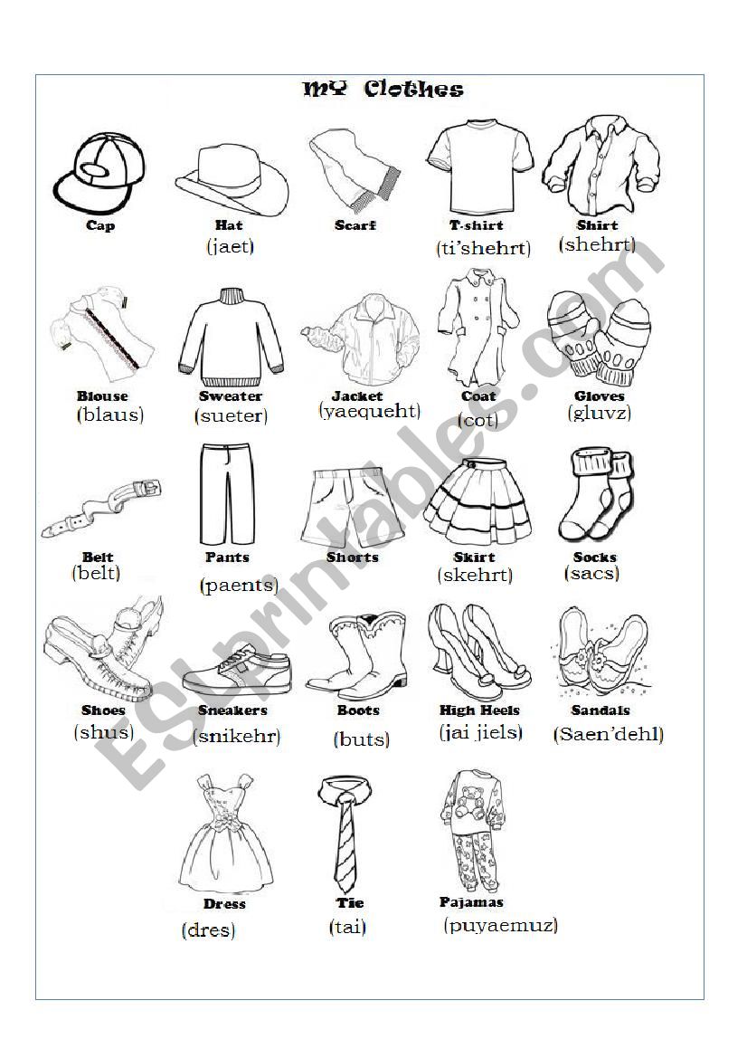 clothes worksheet