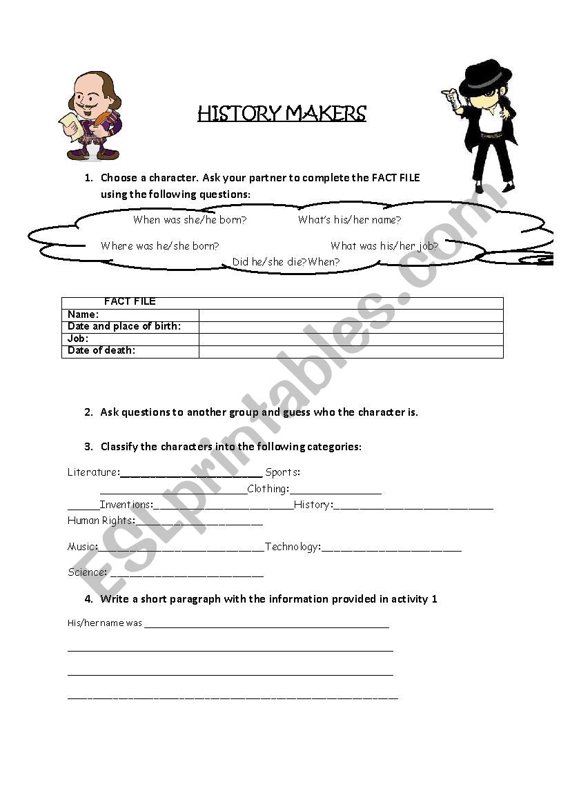 History Makers worksheet