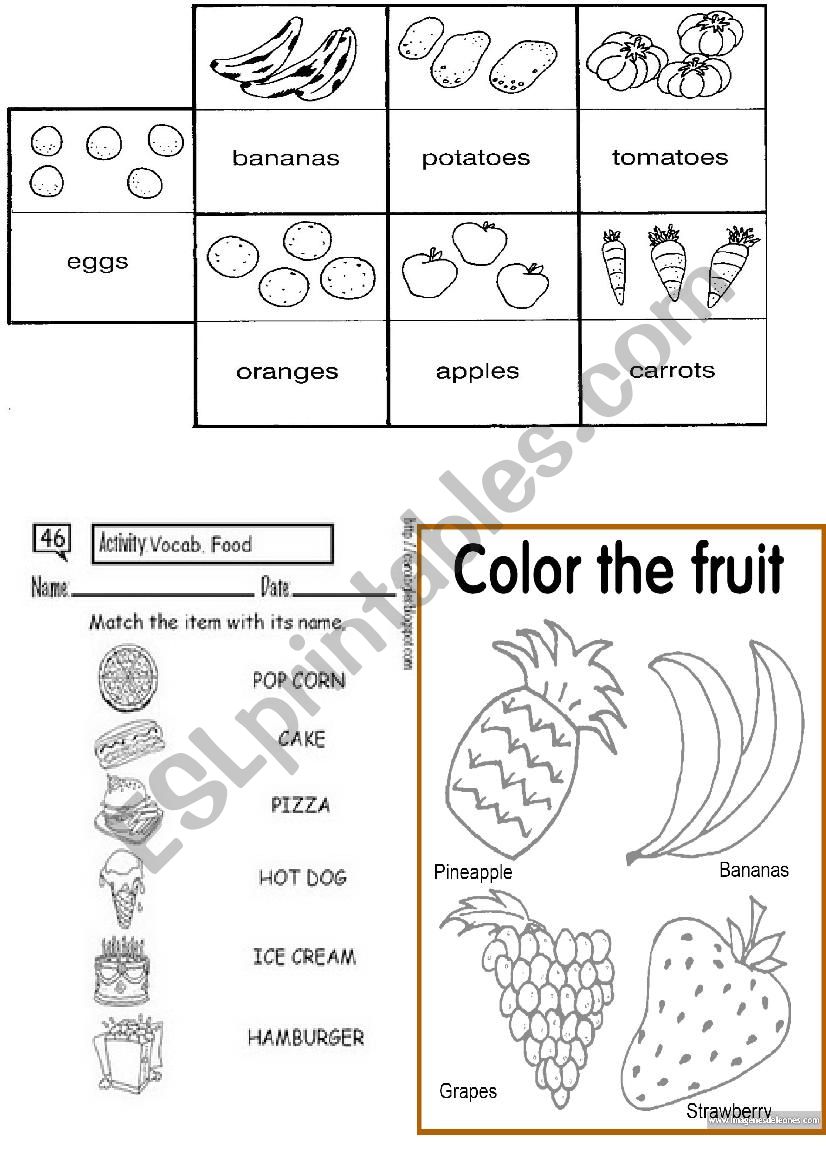 food  worksheet