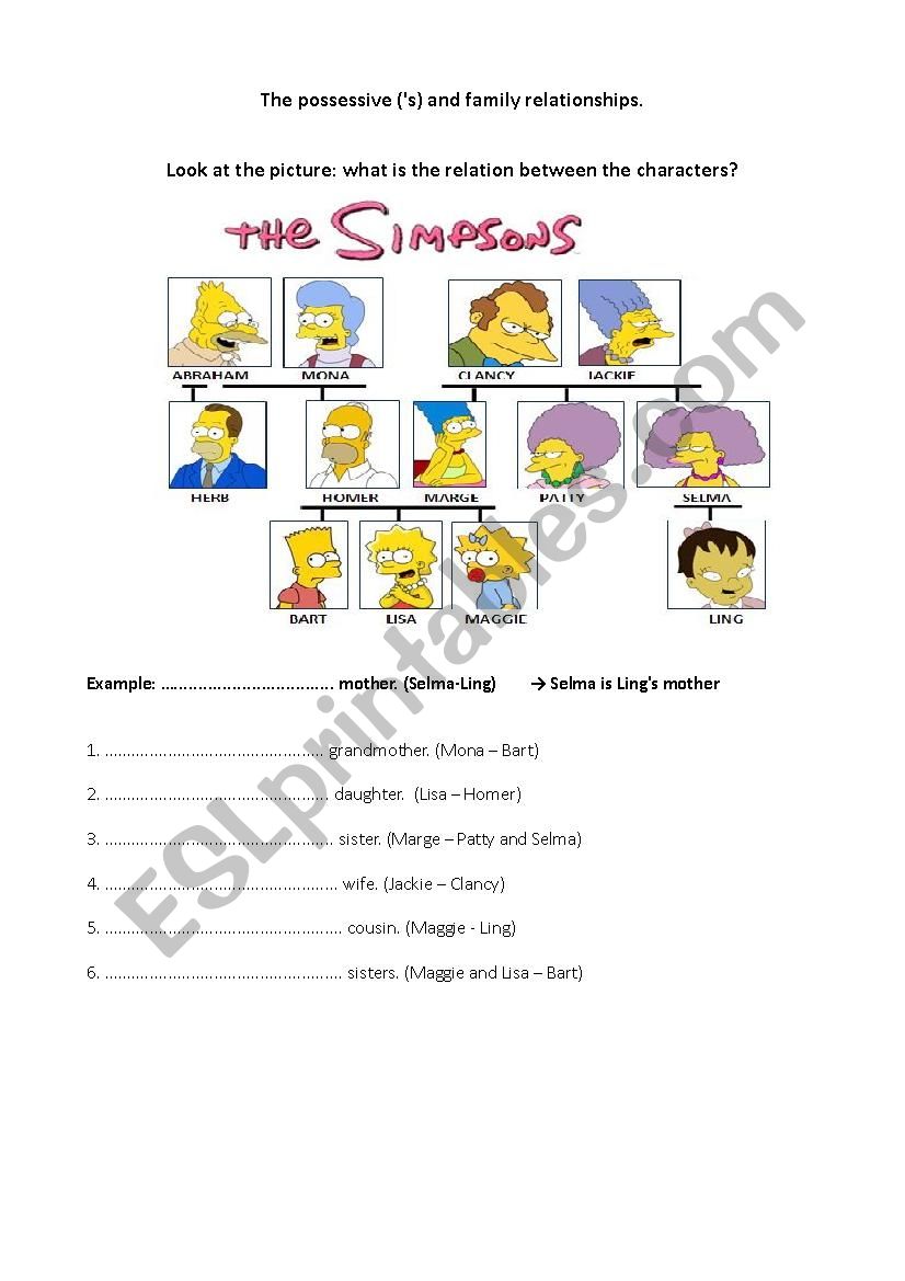 the possessive (Â´s) and family relationships - ESL worksheet by annasamba