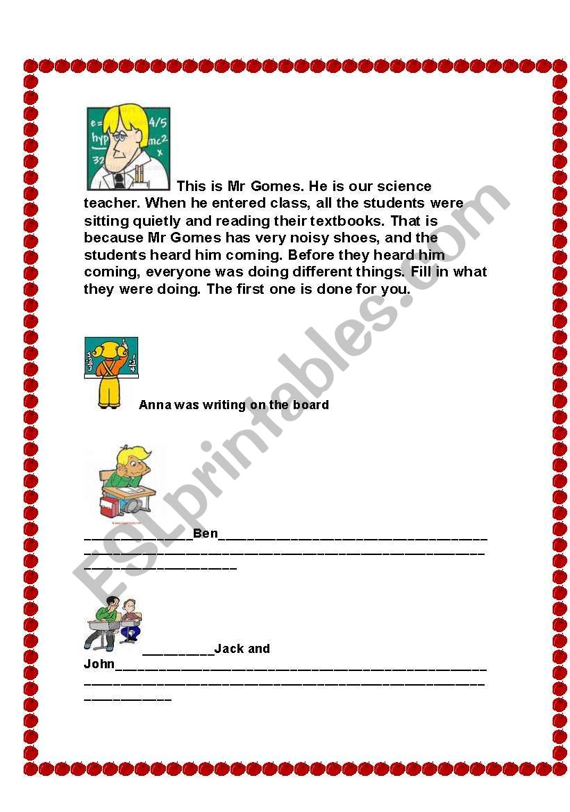 PAST CONITUOUS TENSE worksheet