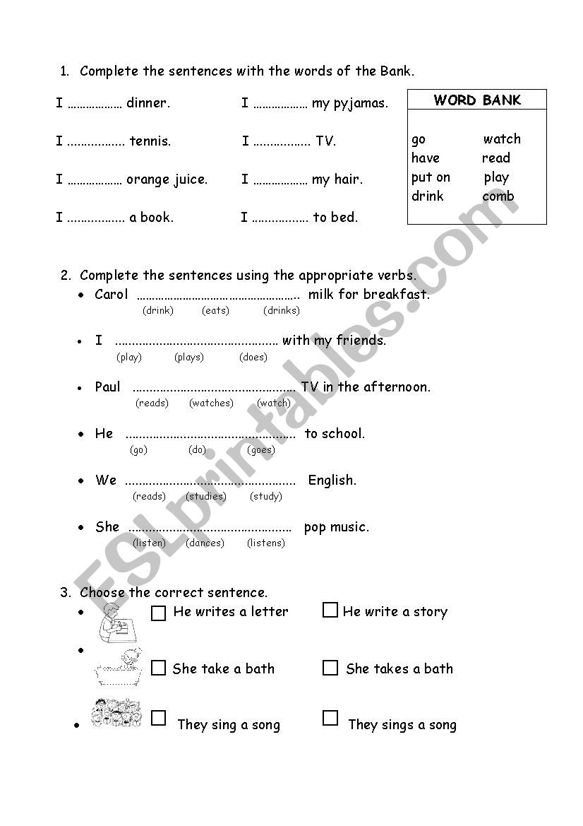 Verbs worksheet