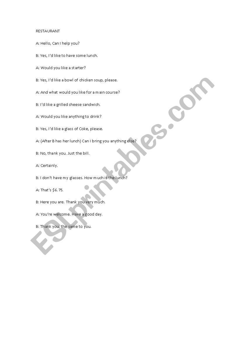 Dialogues in English worksheet