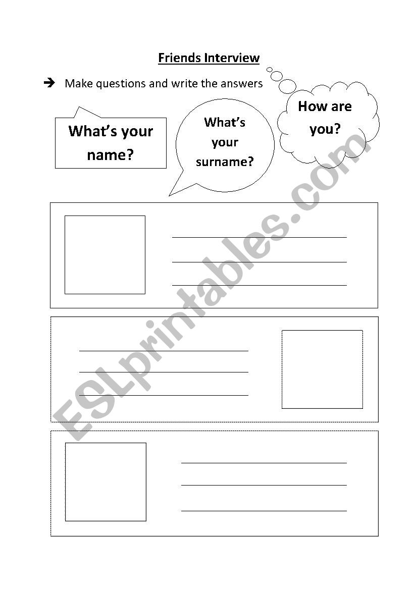 Friends interview worksheet