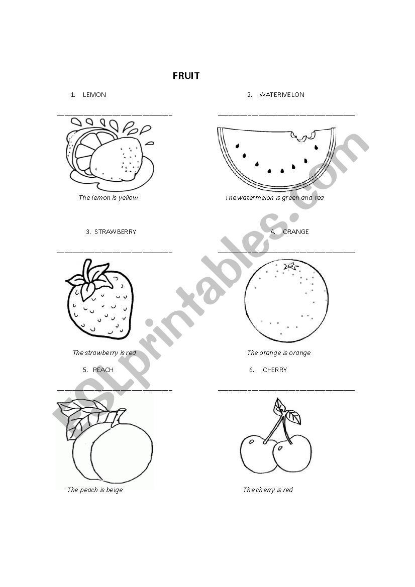 Fruit worksheet