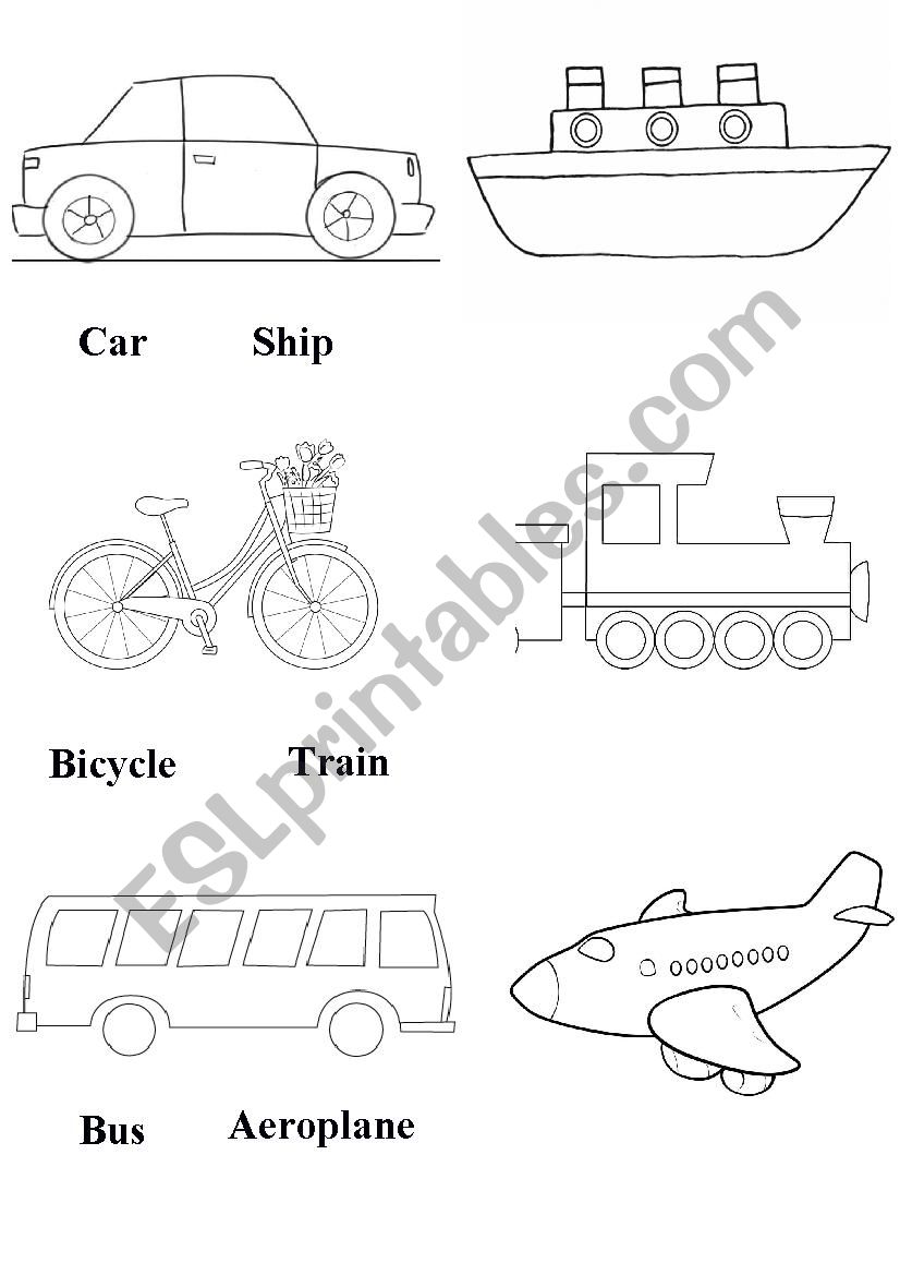 Vehicles worksheet