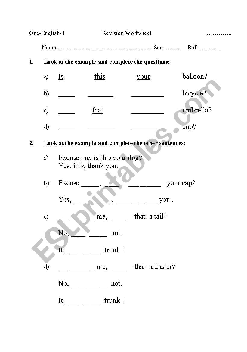 is this? worksheet