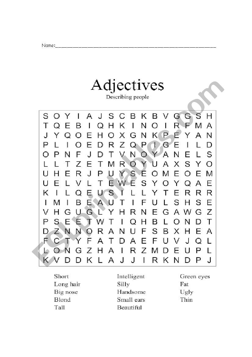 Adjectives: describing people (alphabet soup and composition) - ESL