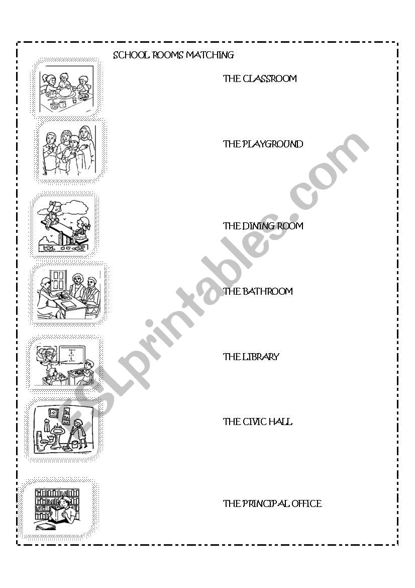 School Rooms Matching worksheet