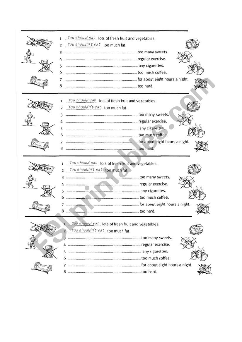 Giving advice with should worksheet