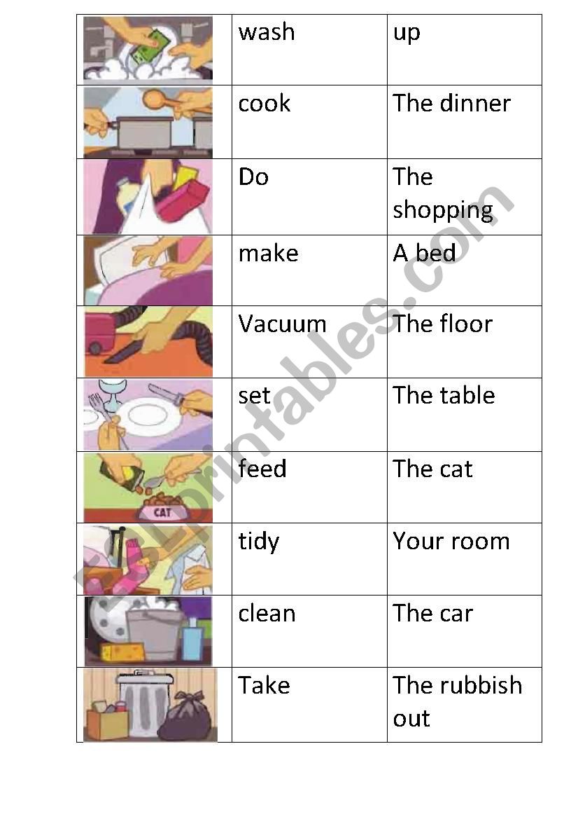 Daily life matching activity worksheet