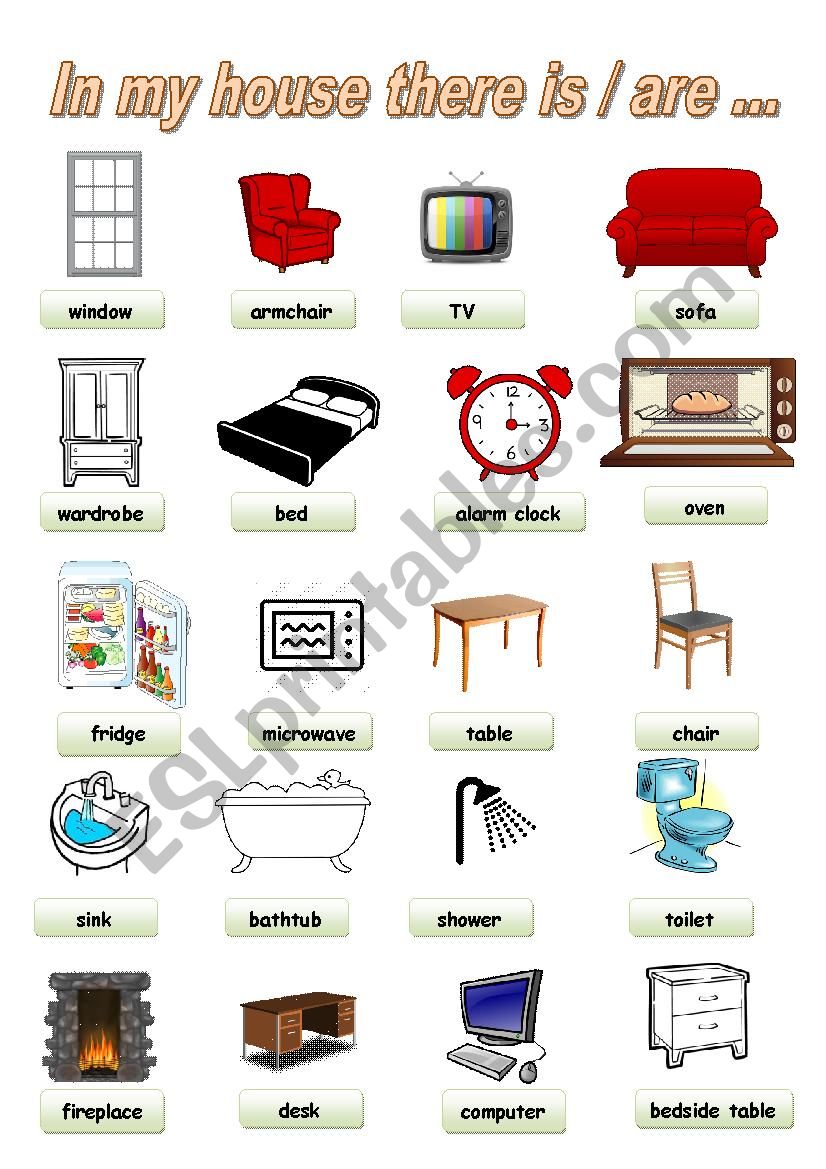 In my house (furniture) worksheet
