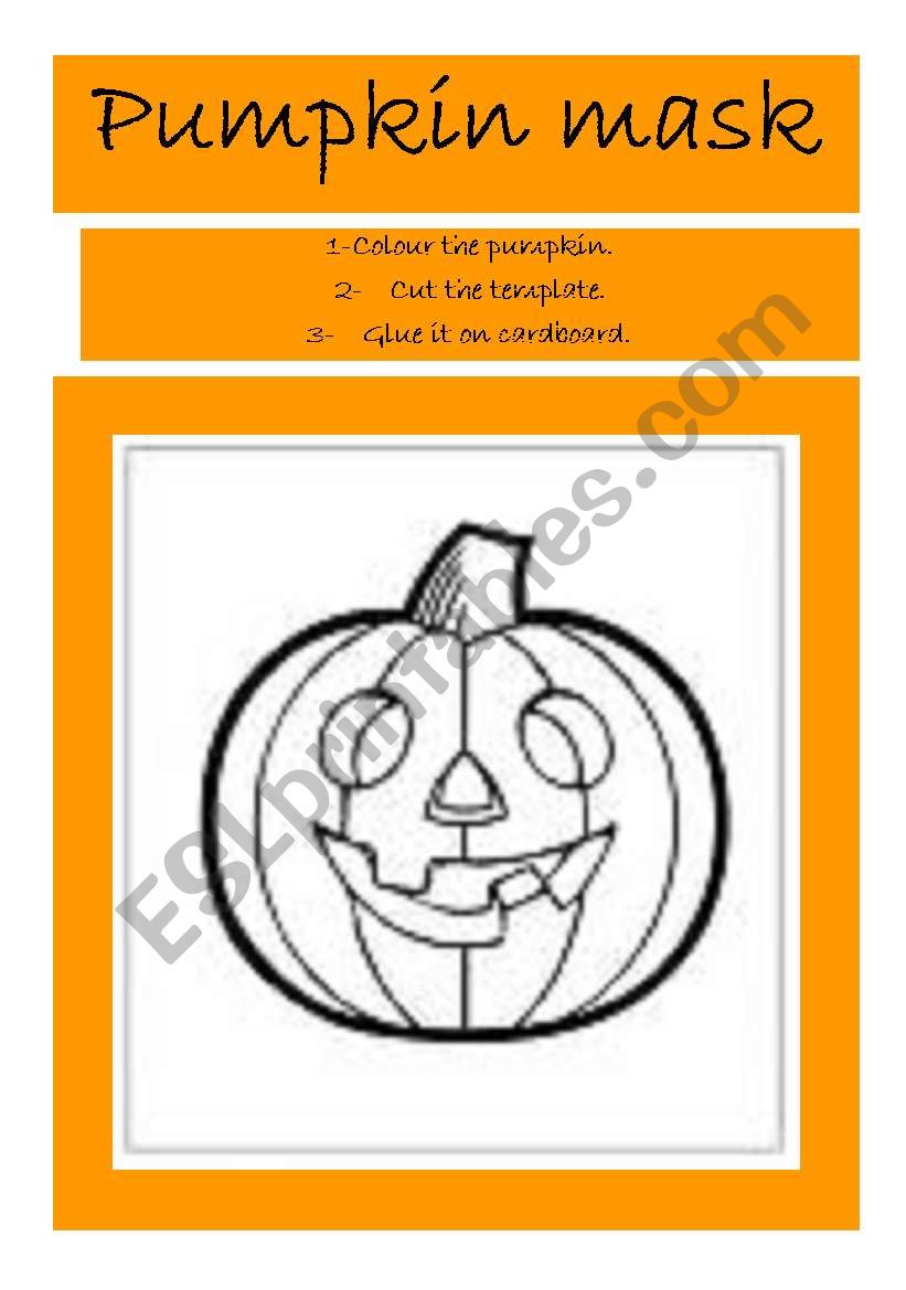 Pumpkin mask for Halloween worksheet