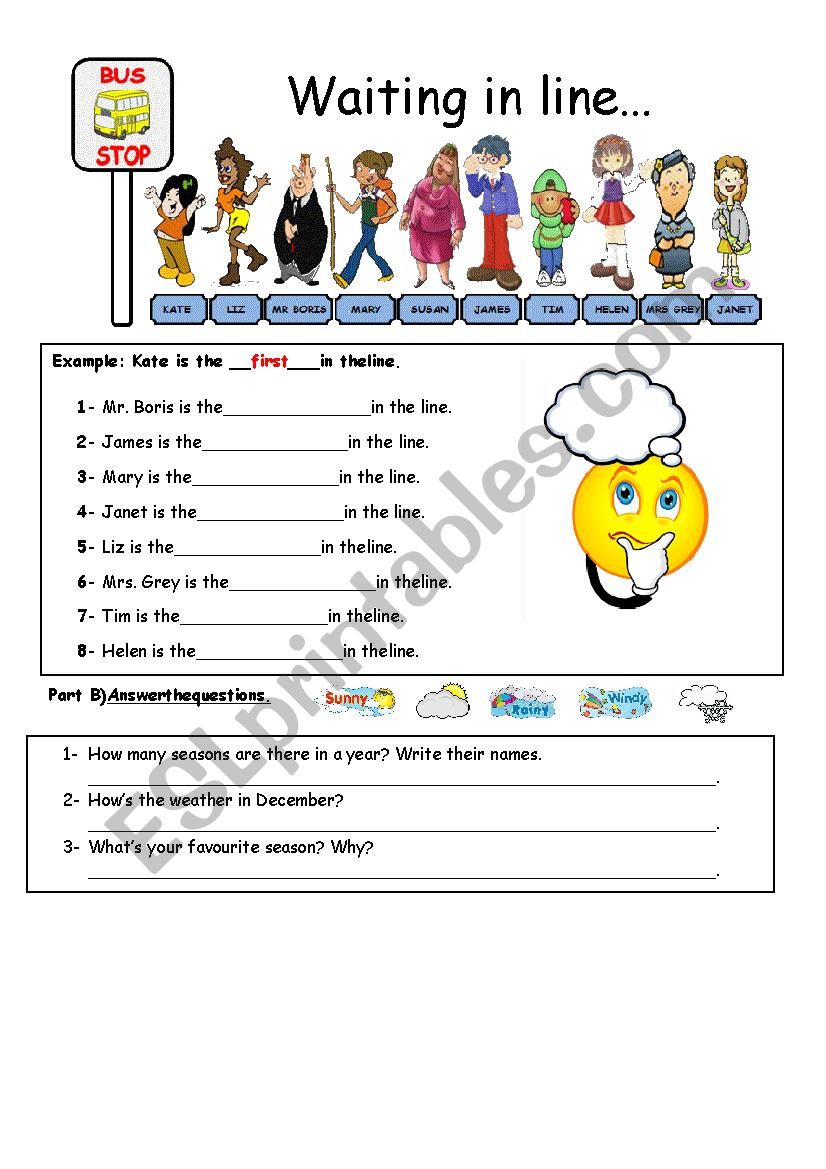 Ordinal Numbers worksheet