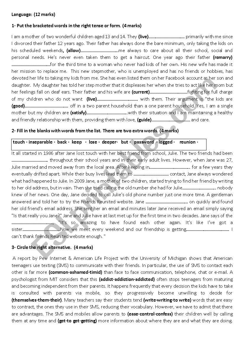 language and vocabulary excercises for pre intermediate