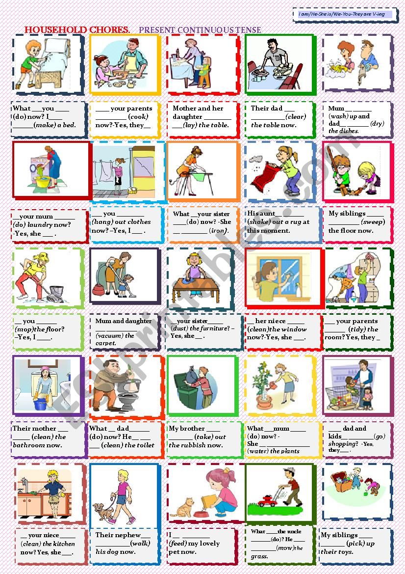 HOUSEHOLD CHORES.     worksheet