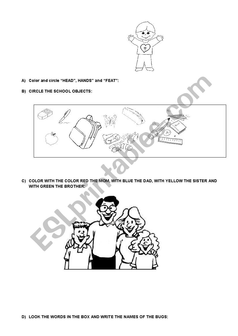 Examples of Mock test for 1st Grade ESL