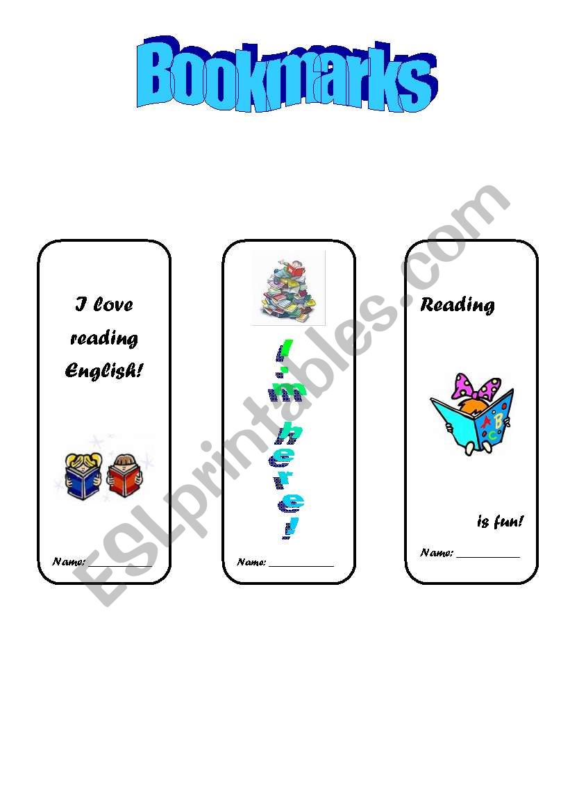 Bookmarks worksheet
