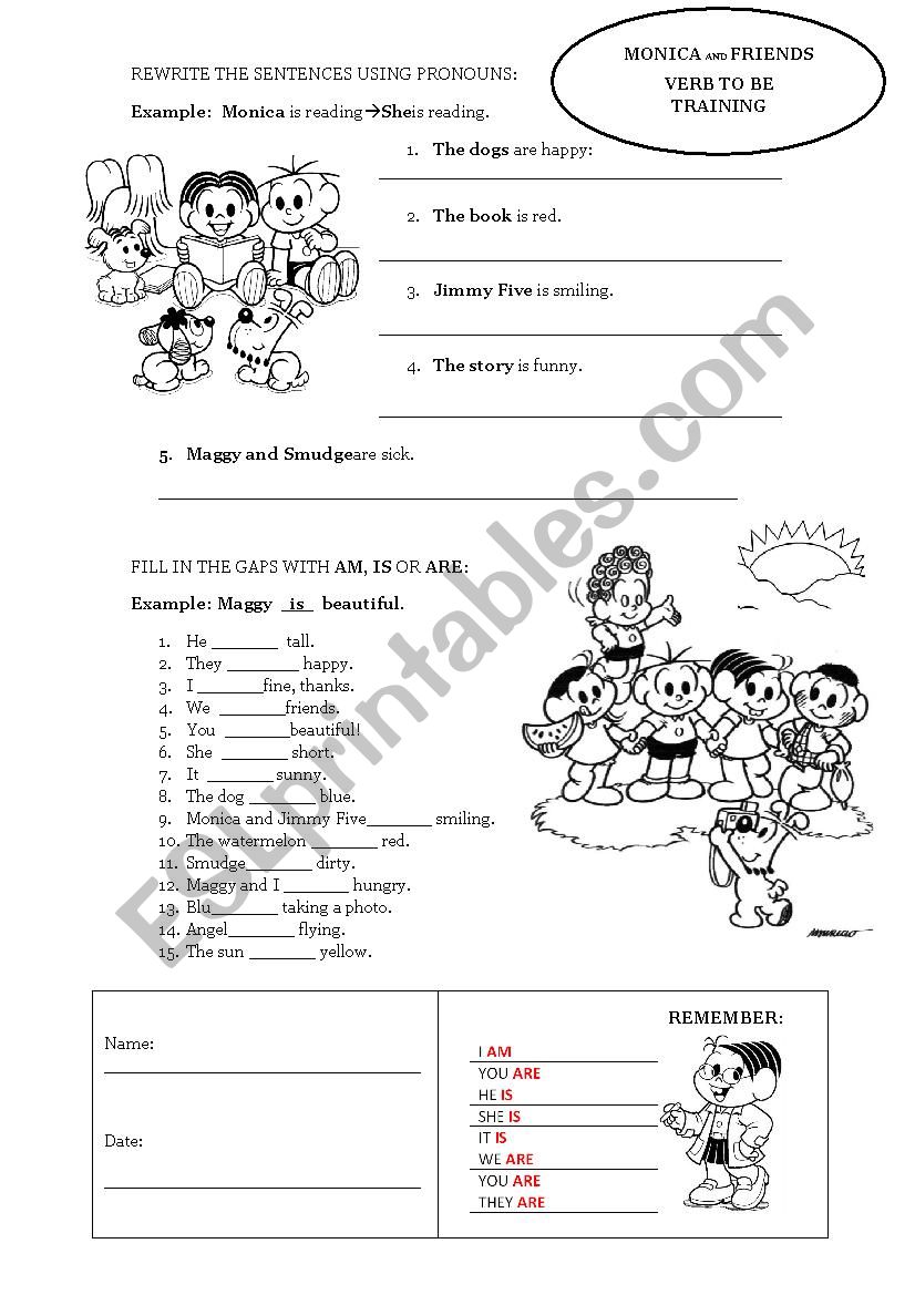 Verb to be - Simple Present (Monica and Friends)