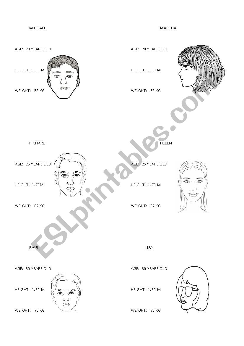 characters to compare 2 worksheet