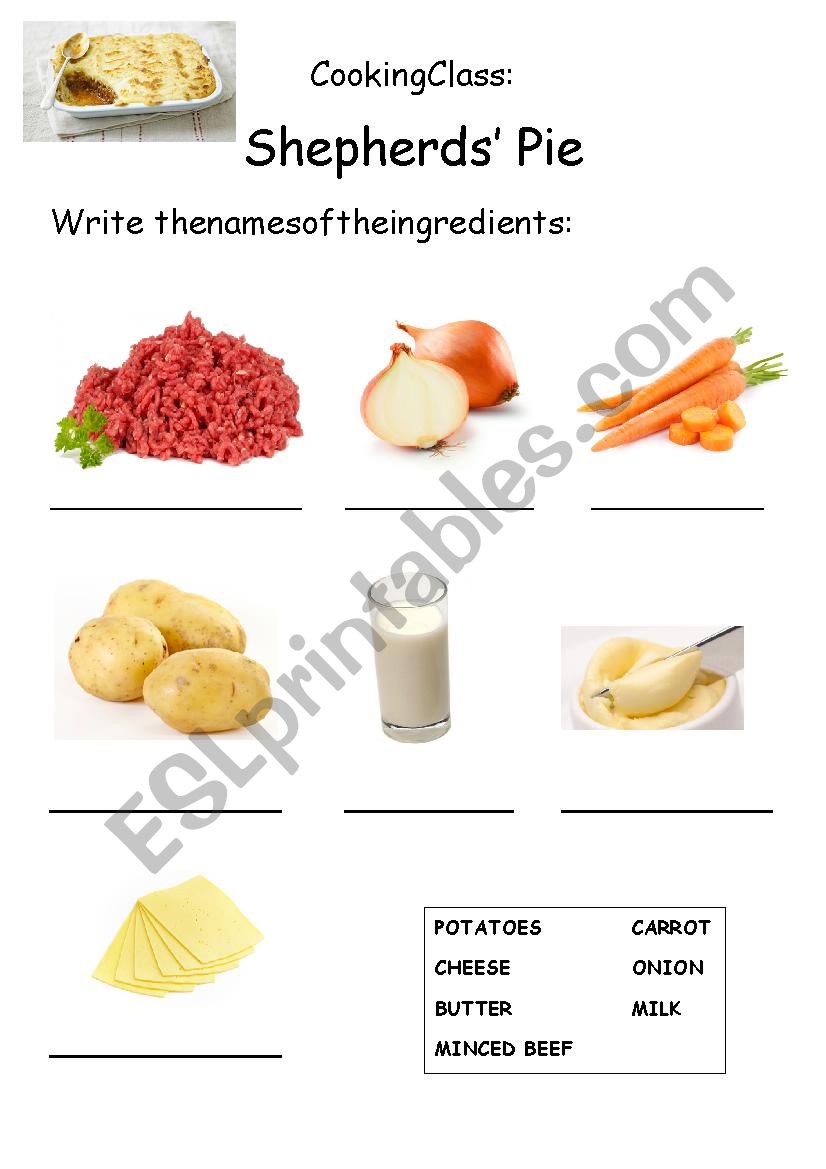 worksheet Shepherds´ pie ESL worksheet by fernandarbueno