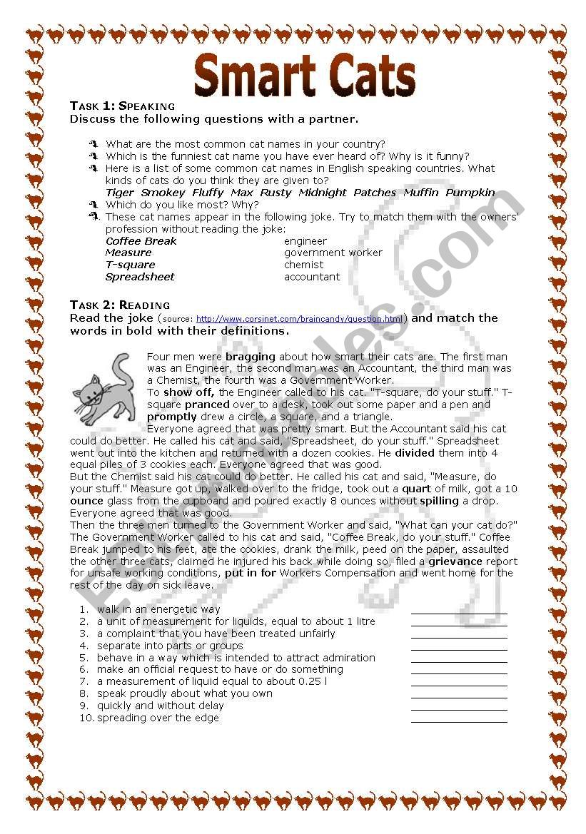 Smart Cats worksheet