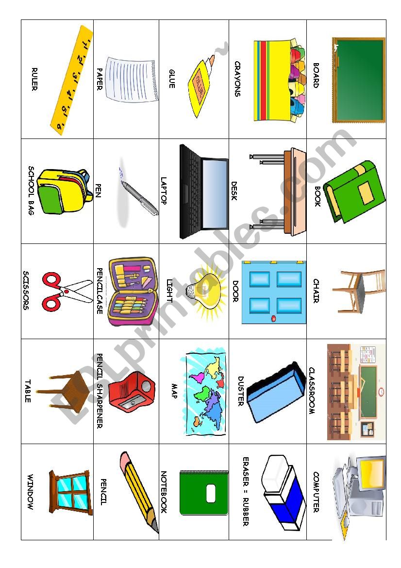 CLASSROOM OBJECTS worksheet