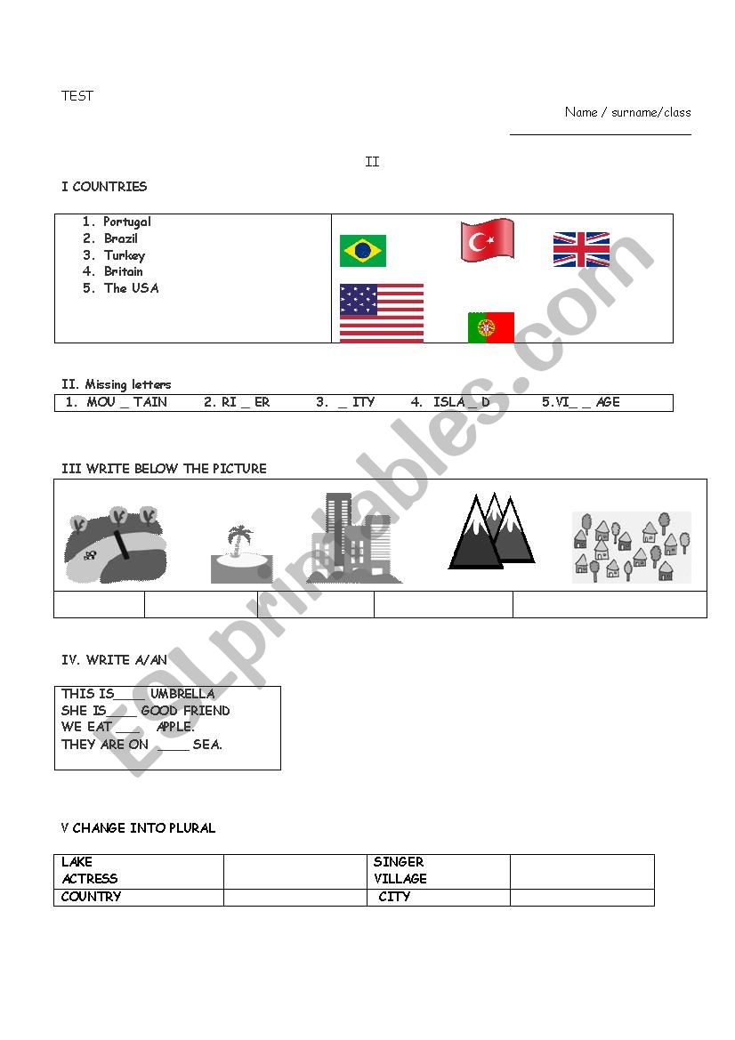 test worksheet