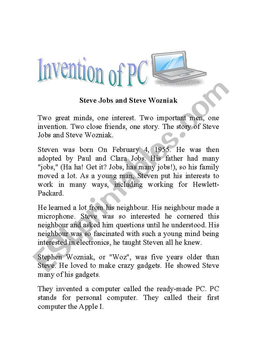 Invention of PC worksheet