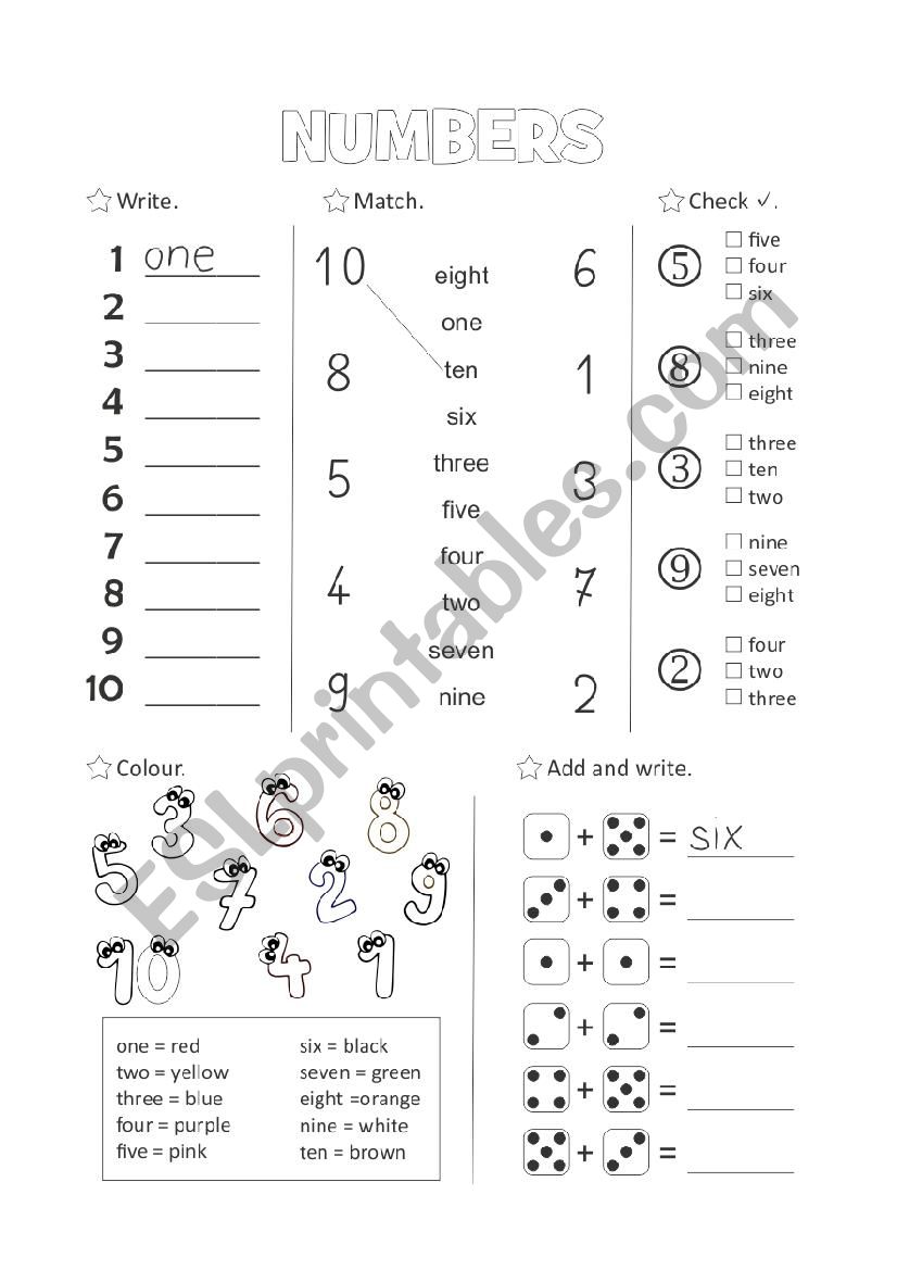 Numbers worksheet