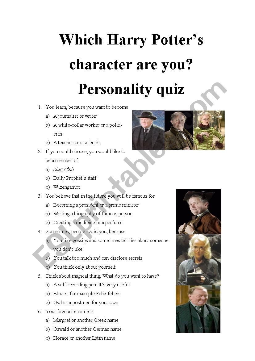 Which Harry Potters character are you? Personality quiz part 15