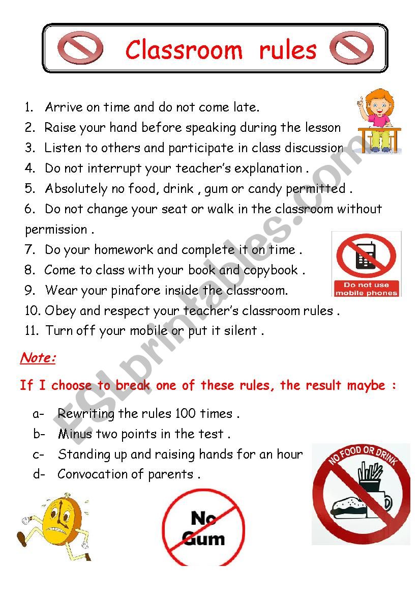 classroom rules worksheet