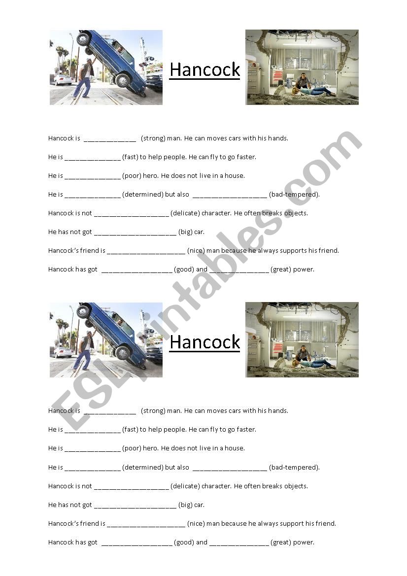Superlative exercice with Hancock