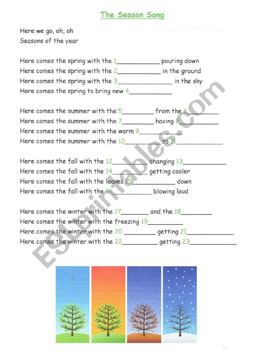 Season Song worksheet