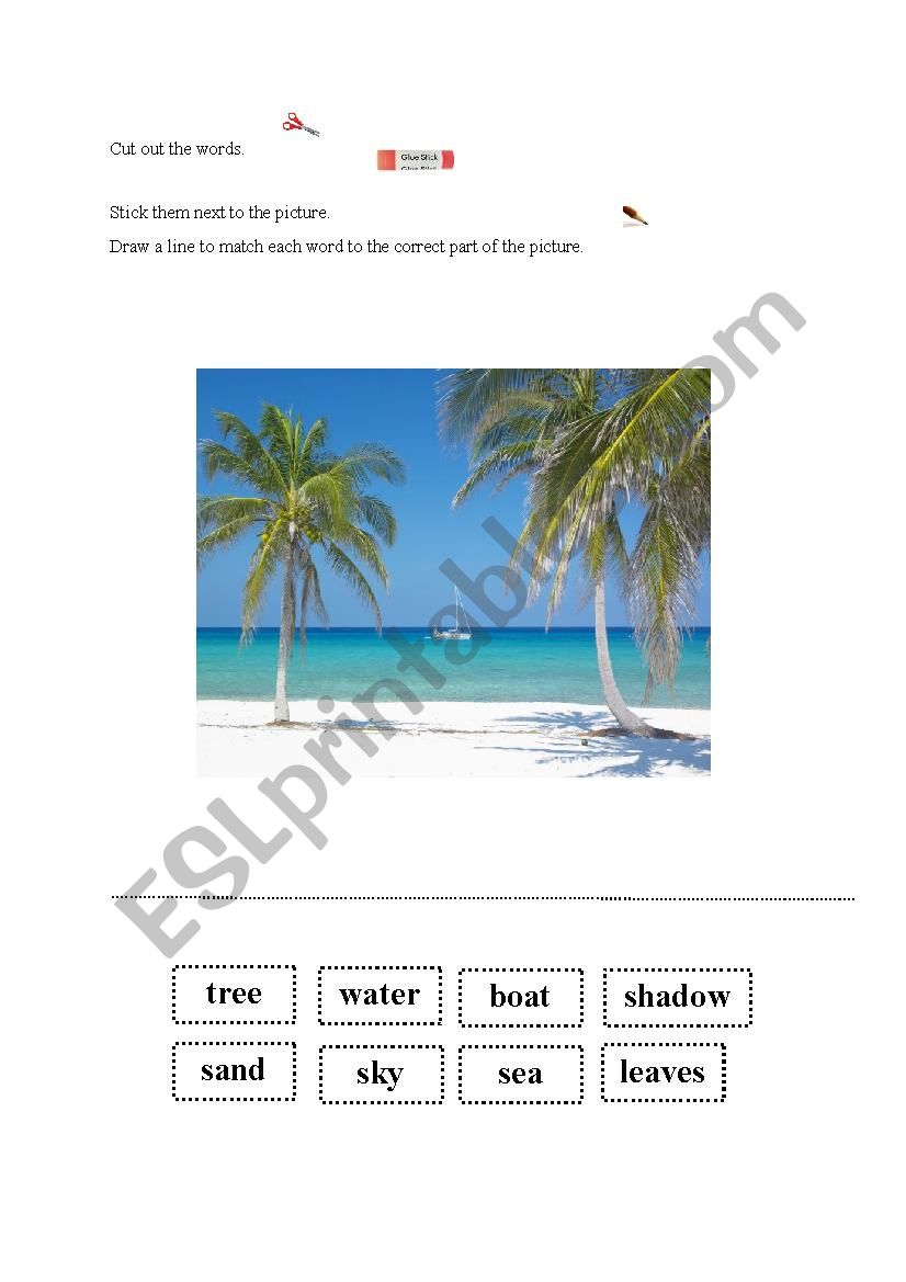 Labelling a beach worksheet