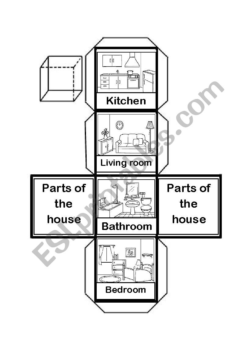 Parts of the House Cube worksheet