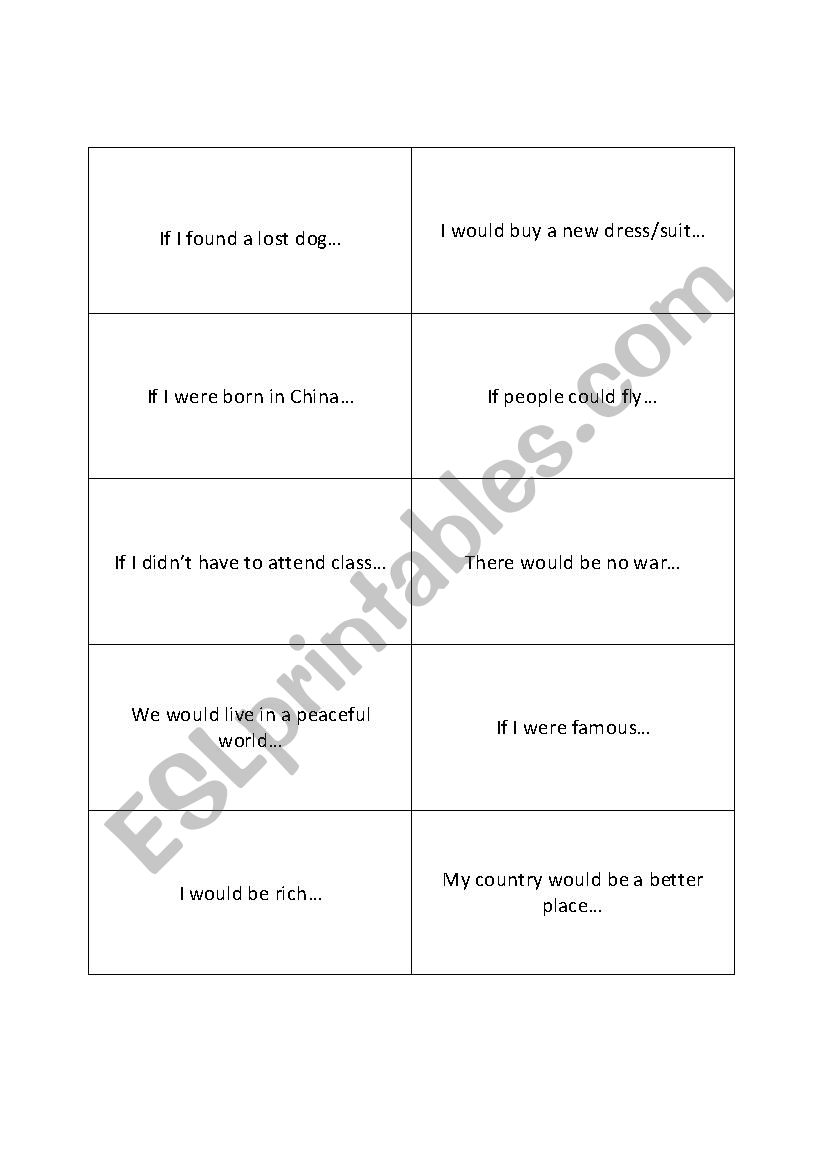 2nd conditional cards for speaking