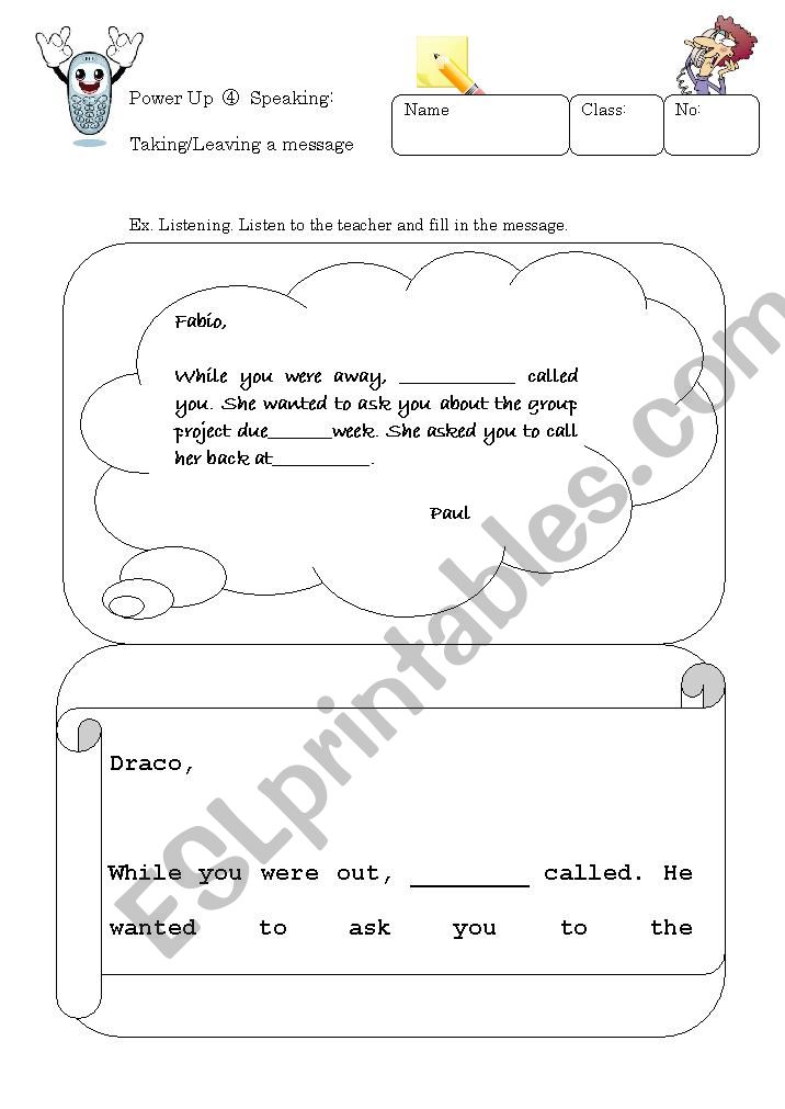 Taking Messages worksheet