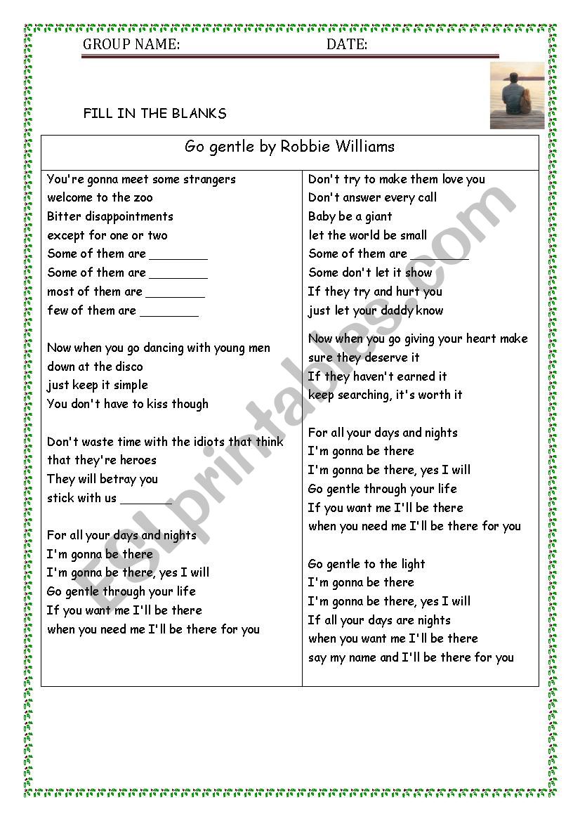 Go gentle worksheet