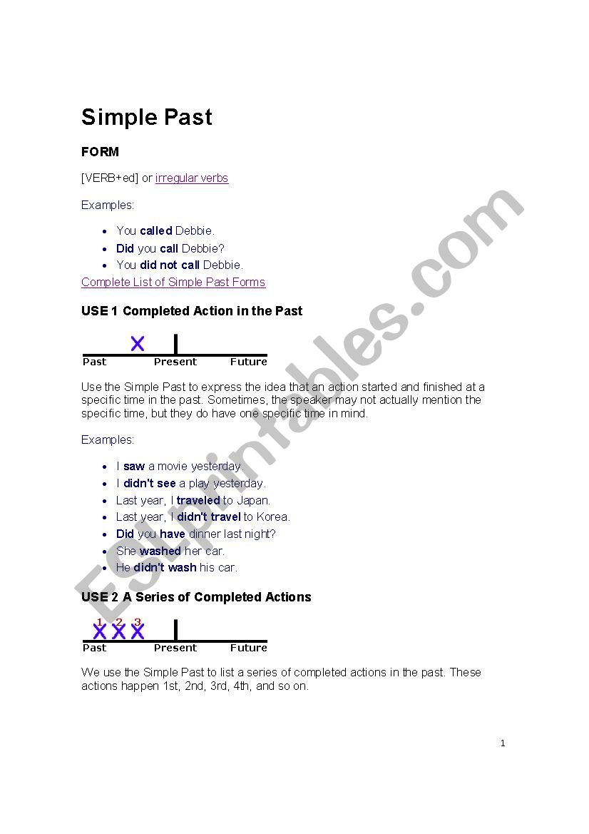 verb tenses worksheet