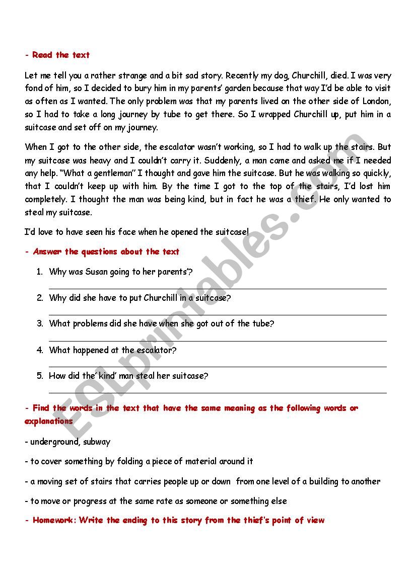 Reading Comprehension worksheet