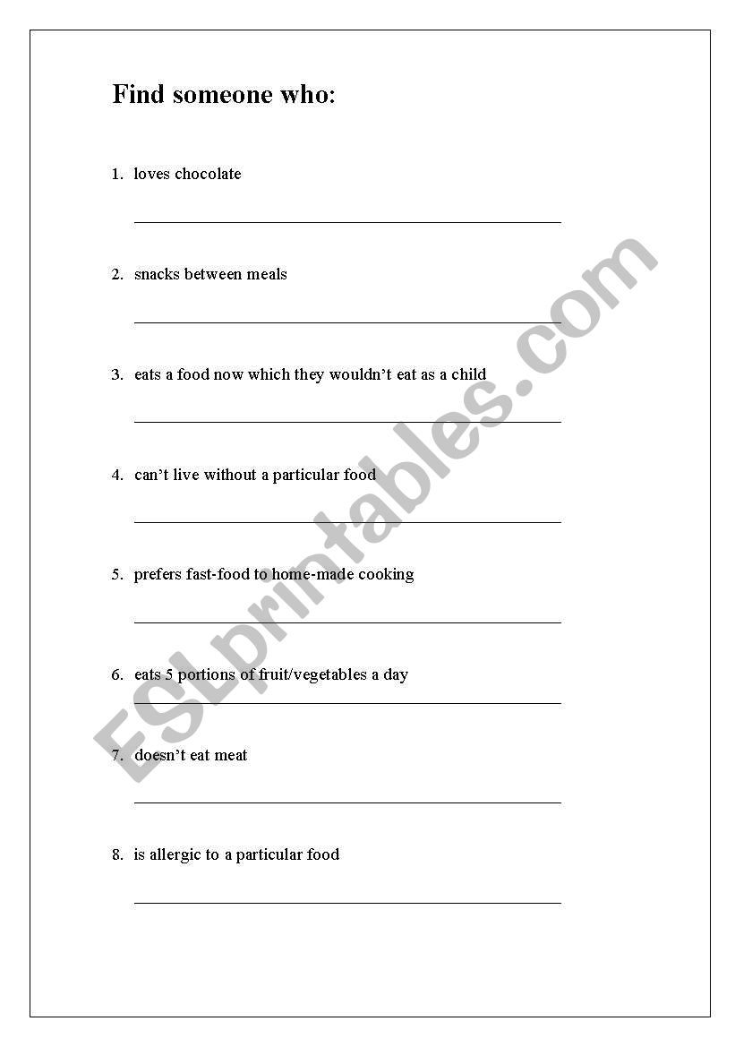 Find Someone Who... worksheet