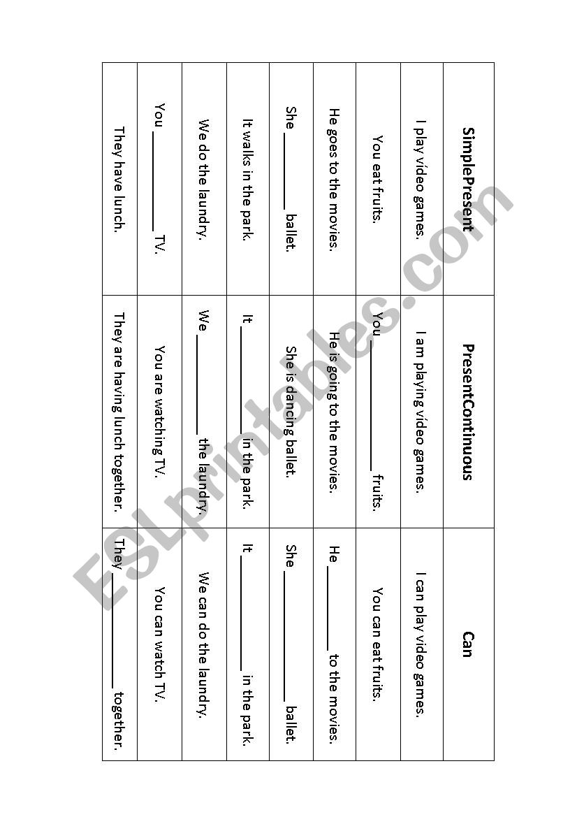 Present Continuous worksheet