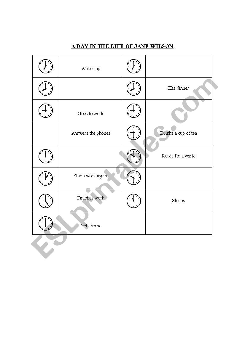 A Routine day worksheet